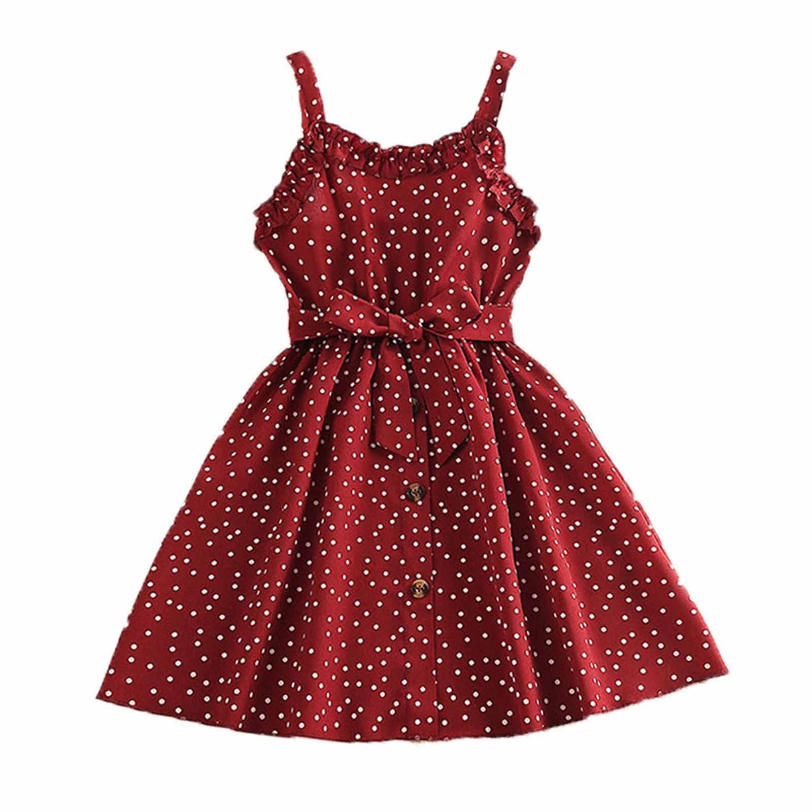 Girl Dress Summer Red Flower Girl Holiday Dress Cute Beach Dress With Hat