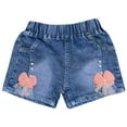 thumbnail image 1 of Girls Summer Denim Shorts Bowknot Decor Casual Pull-On Short Jeans Elastic Waist Cute Toddler Shorts 4T, 1 of 4