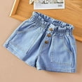 thumbnail image 1 of Girls Summer Denim Shorts, tween Girls Elastic Waistband Jeans, High-Waisted Denim Shorts Blue 5Y, 1 of 3