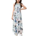 thumbnail image 1 of Lvshlubb Girls Summer Dress Floral Printed V Neck Sleeveless Halter Dresses for Vacation Beach Girls Clothing Size 8-12, 1 of 7