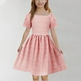 thumbnail image 1 of Girls Summer Dress Girls Summer Dress Boho Square Neck Casual Smocked Flowy Ruffle Midi Dresses Vacation Casual A Line Short Mini Dress Pink 14Y Vestidos De Verano Para Niña, 1 of 8