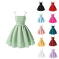 thumbnail image 1 of Girls Summer Dress Off Shoulder Flutter Sleeve Midi Swing Dresses (Green 9 Years), 1 of 4