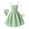 thumbnail image 1 of Girls Summer Dress Off Shoulder Flutter Sleeve Midi Swing Dresses (Green 9 Years), 1 of 4