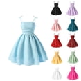 thumbnail image 1 of Girls Summer Dress Off Shoulder Flutter Sleeve Midi Swing Dresses (Light Blue 8 Years), 1 of 8