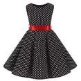 thumbnail image 1 of Girls Summer Dress Polka Dot Vintage Sleeveless Flared A-line Swing Dress Kids Children Birthday Picnic Party Wedding Dress 4-12 Years Black 5-6 Years, 1 of 5