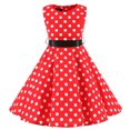 thumbnail image 1 of Girls Summer Dress Polka Dot Vintage Sleeveless Flared A-line Swing Dress Kids Children Birthday Picnic Party Wedding Dress 4-12 Years Red 4-5 Years, 1 of 6