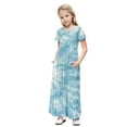 thumbnail image 1 of Girls Summer Dress Short Sleeve Maxi Tshirts Dresses with Pockets Cotton Long Dresses Size 4-14 Years (9 Years, Blue-Tie Dye), 1 of 7