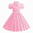 thumbnail image 1 of Girls Summer Dress Short Sleeve Polka Dot Elegant Dresses for Toddler Girls Vacation Party Wear Age 3 to 10, 1 of 6