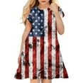 thumbnail image 1 of Baby Girl Dresses Fourth Of July Independent Day Star Stripes Prints Short Sleeves Party Princess Toddler Girls ,Size 10 Years-12 Years, 1 of 5