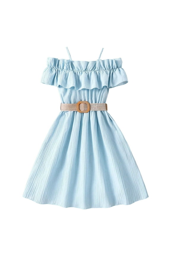 Girls Summer Dress Size 7 Years-8 Years Sleeveless Solid Princess Dress Dance Party Dresses Graphic Dress