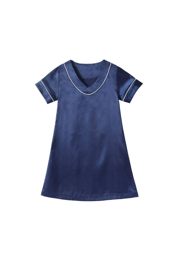 Girls Summer Dress Toddler Girls Short Sleeve Solid Dress Dance Party Dresses Clothes Dress Girls Size10