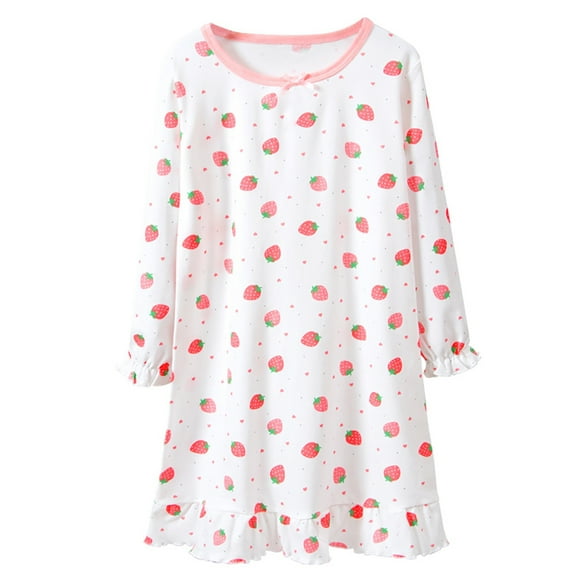 Girls' Summer Dress Toddler Summer Cute Cartoon Long Sleeve Dress for Kids Clothes 3-14 Years
