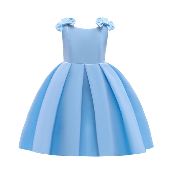 Girls Summer Dress with Ruffle Sleeves and Bow Tie Detail for Spring Childrens Day Celebration