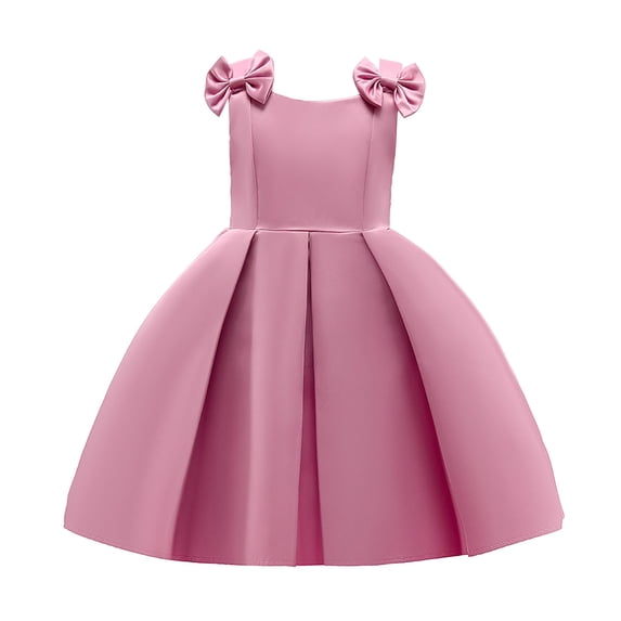 Girls Summer Dress with Ruffle Sleeves and Bow Tie Detail for Spring Childrens Day Celebration