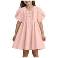 thumbnail image 1 of Princess Dress Girls Summer Dresses Cute Toddler Puff Short Sleeve Dresses A-Lined Flowy Trendy Bow tie Mini Dress Kids Outfits Easter, 1 of 4