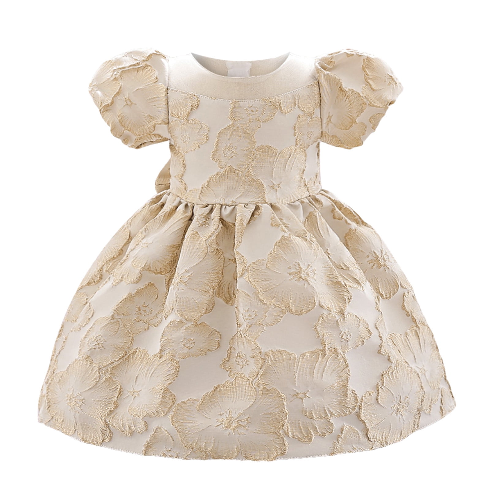 Girls Summer Dresses Size 7-8 Girls Birthday Dress Jacquard Puffed Sleeve  Princess Party Dress Fashion Beige, 80 - Walmart Business Supplies