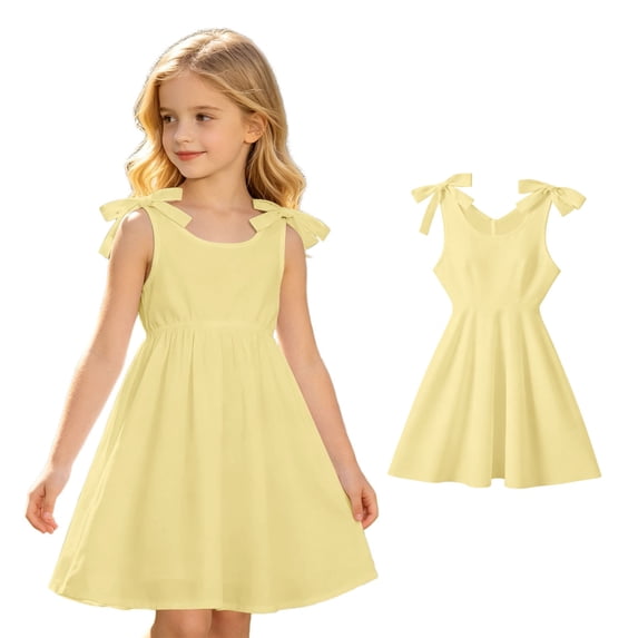 Girls Summer Dresses Spaghetti Strap V Neck Girls Casual Dresses Midi Sundress Girl Dresses Size 5-6 Years
