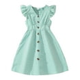 thumbnail image 1 of Girls Summer Dresses Teen Dress Tween Girls 2025 Summer Dresses Kids Flutter Sleeve A-Line Button Down Sundress Casual Midi Dresses Green 11-12 Years, 1 of 9