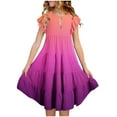 thumbnail image 1 of Girls Summer Dresses with Ruffle Short Sleeve Midi Casual A-Line Twirly School Sundress Size 6-15 Years, 1 of 4