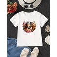 thumbnail image 1 of Girls' Summer Fashion Casual Floral Horse Printed T-Shirt Top, Breathable, Versatile For Daily Wear, Available In Various Sizes, 1 of 6
