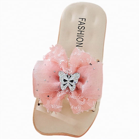 Girls Summer Flat Slip On Sandals Soft Pillow Slippers Open Toe Non-Slip Sole Beach Pool Vacation Daily Outdoor Footwear Gibobby,13,Pink