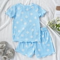 thumbnail image 1 of Girls Summer Floral Fruit Print Round Neck Short Sleeve Shorts Set, 1 of 5
