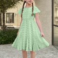 thumbnail image 1 of Girls Summer Flowy Swiss Dot Dress Boho Trendy Flutter Short Sleeve Casual A-Line Loose Swing Party Dresses, 1 of 9