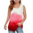 thumbnail image 1 of Girls Summer Gradient Tank Tops Curved Hem Sleeveless Square Neck T-Shirts Casual Graphic Tees Loose Fit Shirt Red， 5-6 Years, 1 of 6