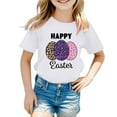 thumbnail image 1 of Girls Summer Graphic Tee Cute Easter Printed Short Sleeve T-Shirt for Kids Casual Comfortable Top Size:5-6 Years, 1 of 4