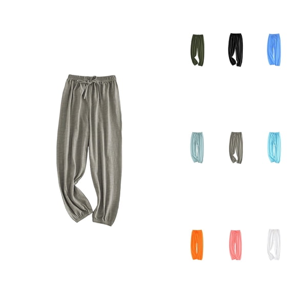 Girls Summer Harem Pants, Soft Elastic Waist Joggers, Loose Fit Basic Trousers for Casual Comfort, Cotton Linen, Baggy Sweatpants with Pockets