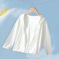 thumbnail image 1 of Girls Summer Ice Silk Quick Dry UPF Sun Protection Zip Hooded Light Jacket Outdoor Coat White 14-15 Years, 1 of 3