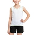 thumbnail image 1 of Girls Summer Ice Silk Tank Top Loose Crew Neck Sleeveless Workout Casual Basic Dance Shirts for 3-16 Years, 1 of 7