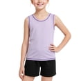 thumbnail image 1 of Girls Summer Ice Silk Tank Top Loose Crew Neck Sleeveless Workout Casual Basic Dance Shirts for 3-16 Years, 1 of 7