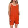 thumbnail image 1 of Girls Summer Jumpsuits Shorts Spaghetti Strap Sleeveless Loose Romper Short Pants with Pockets 5-14 Years, 1 of 5