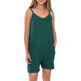thumbnail image 1 of Girls Summer Jumpsuits Shorts Spaghetti Strap Sleeveless Loose Romper Short Pants with Pockets 5-14 Years, 1 of 5
