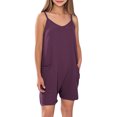 thumbnail image 1 of Girls Summer Jumpsuits Shorts Spaghetti Strap Sleeveless Loose Romper Short Pants with Pockets 5-14 Years, 1 of 5