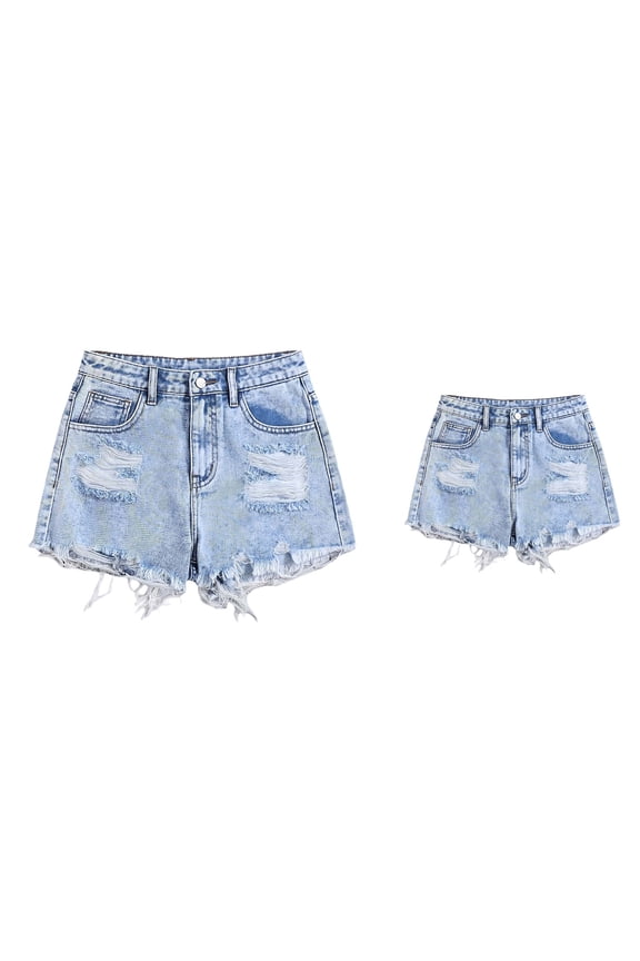 Girls Summer Loose Casual Thin Denim Shorts, High Waist Straight Leg Ripped Raw Hem Y2K Jean Shorts for Teen Girls 12-16Years