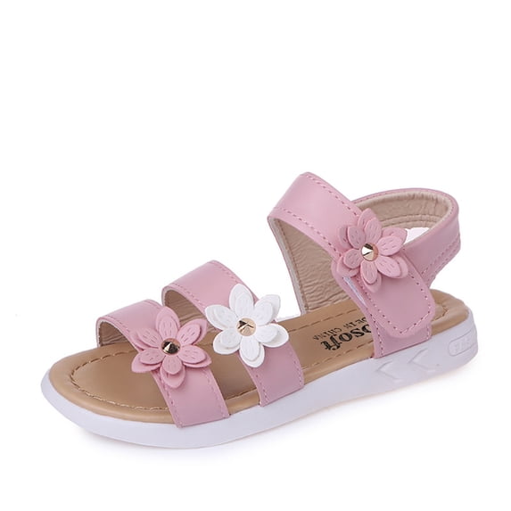 Girls' Summer Non Slip Soft Rubber Sole Cross Flower Shoes Pink 4.5 Years-5 Years