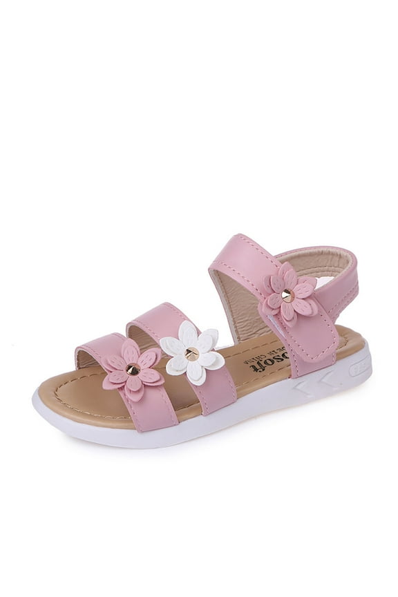 Girls' Summer Non Soft Rubber Sole Cross Flower Shoes Pink 18 Months-24 Months