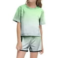 thumbnail image 1 of Girls Summer Outfit 10-12 Print Short Sleeve Top And Shorts Set Cute Round Neck Pocket Casual Outfit For Teens Juniors Lightweight Comfortable, 1 of 5