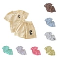 thumbnail image 1 of Girls Summer Outfit Short Sleeve Tee and Shorts Two Piece Casual Playwear Comfortable Breathable Kids Girls Two Piece Set 2-3 Years, 1 of 4