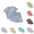 thumbnail image 1 of Girls Summer Outfit Short Sleeve Tee and Shorts Two Piece Casual Playwear Comfortable Breathable Kids Swaddling Set 2-3 Years, 1 of 4