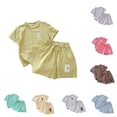 thumbnail image 1 of Girls Summer Outfit Short Sleeve Tee and Shorts Two Piece Casual Playwear Comfortable Breathable Kids Swaddling Set 3-4 Years, 1 of 4