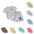 thumbnail image 1 of Girls Summer Outfit Short Sleeve Tee and Shorts Two Piece Casual Playwear Comfortable Breathable Kids Swaddling Set 3-4 Years, 1 of 4