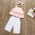 thumbnail image 1 of Girls Summer Outfits 2 Piece Sets Striped Ruffle Fly Sleeve Sunflower Print Top and Capri Pants Toddler Clothes (2-3T, White), 1 of 7