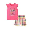 thumbnail image 1 of Girls Summer Outfits Cartoon Print Fly Sleeve 2PCS Cute Casual Baby Girl Clothes Hot Pink 1-2 Years, 1 of 4