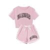 Girls Summer Outfits Checkered Short Sleeve T Shirt and Shorts Set Fashion Sports Casual 2 Piece Lounge Clothes Sets, Pink, 13 Years