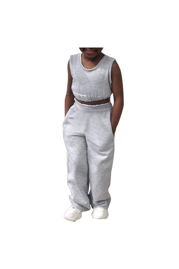 Girls Summer Outfits Clothes Fashion Casual Sleeveless Vest Solid Color Suit Wind Two Piece Girls' Clothing Sets
