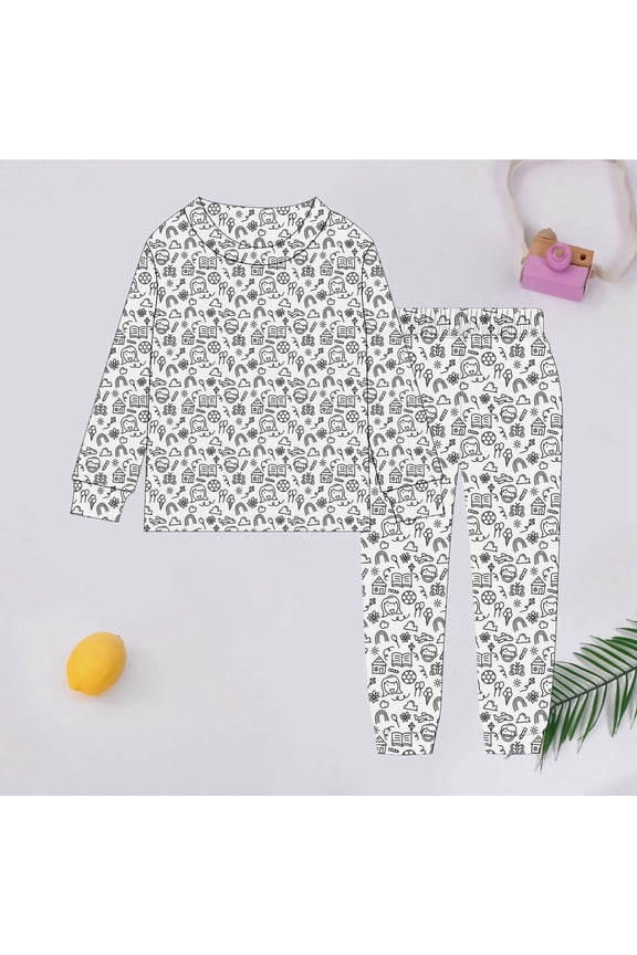 Girls Summer Outfits Diy Art Paint Your Own Long Sleeve Top and Pants Loungewear Set Baby Clothes for Girls White 2-3 Years