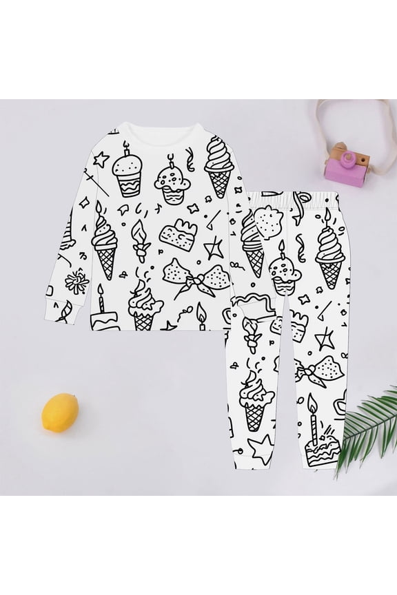 Girls Summer Outfits Kids Diy Coloring Long Sleeve Top and Pants Wear Set Girls Clothes White 2-3 Years